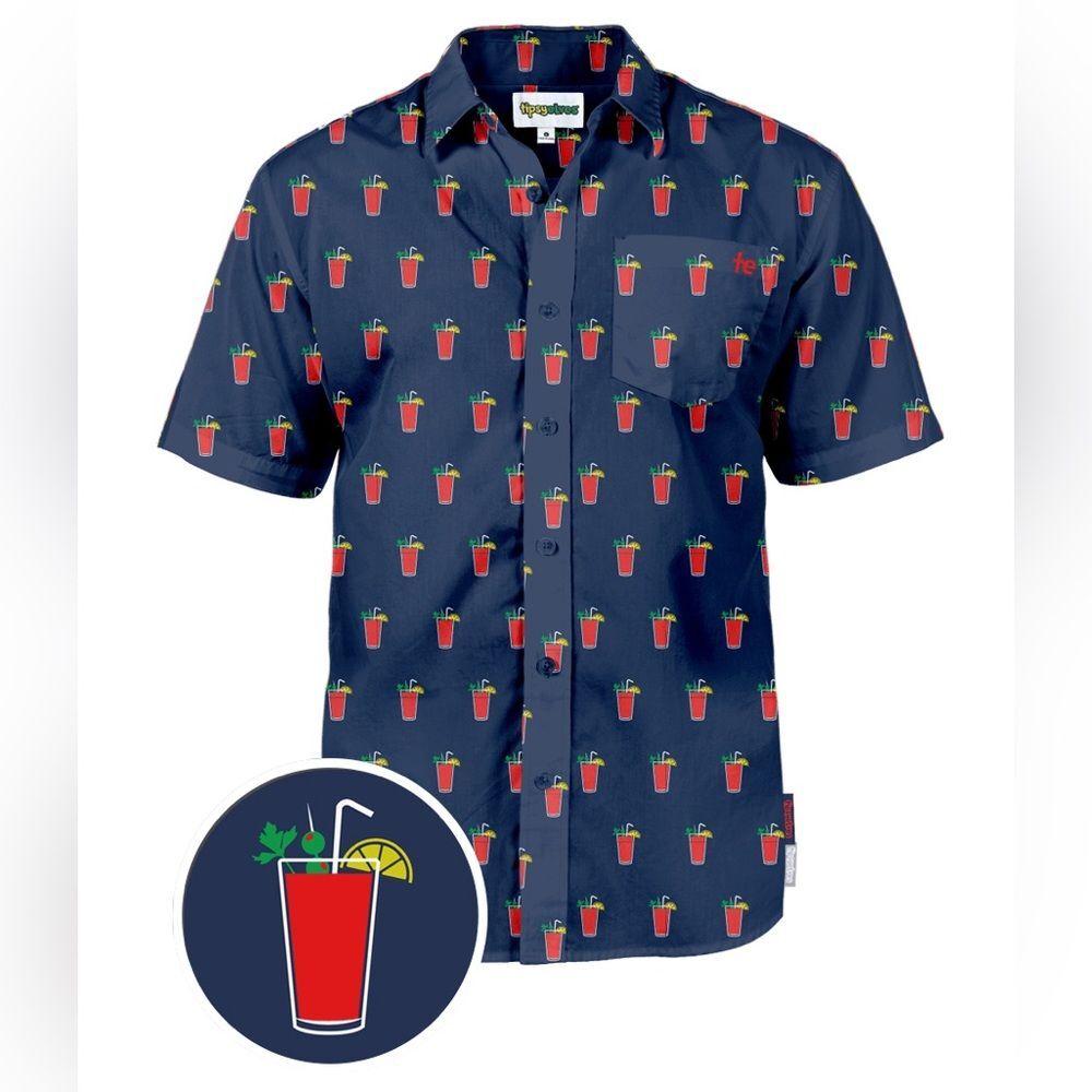 Tipsyelves Bloody Mary Brunch Bro Hawaiian Shirt. Size Medium